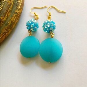 Elegant Blue and Gold Dangle Earrings